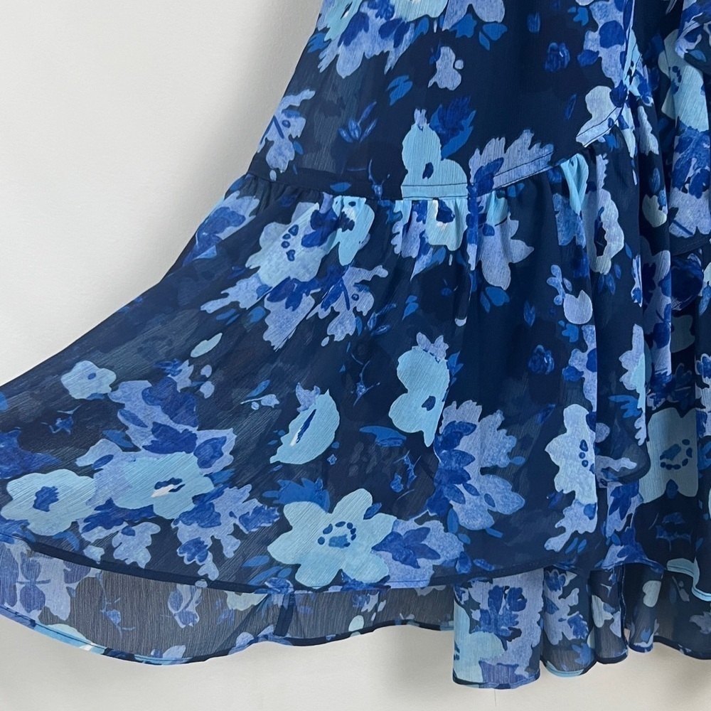 NEW J.Crew‎ Size 2 Watercolors Begonia Blue Floral Faux Wrap Midi Dress - Picture 12 of 16